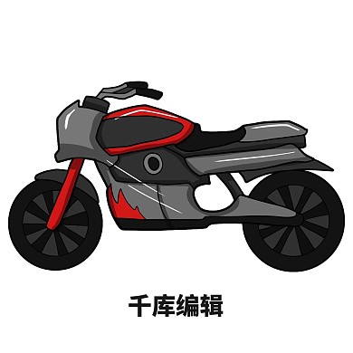 手绘黑色摩托车插画