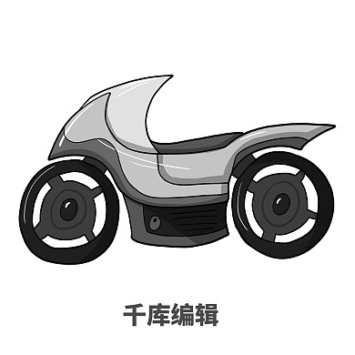 灰色摩托车手绘