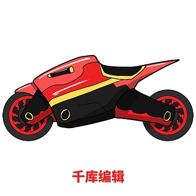 红色炫酷摩托车卡通插画