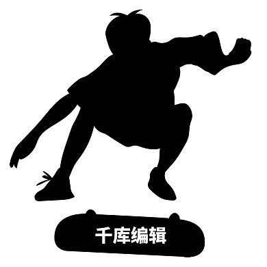 滑滑板黑色剪影
