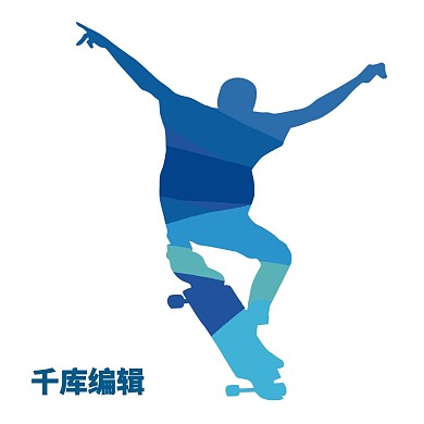 户外运动滑滑板剪影