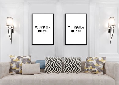 室内墙壁模板画框模型展示白色高挡大气样机