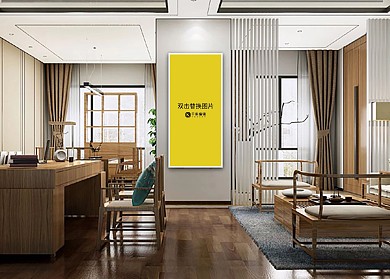 客厅内墙上模板画框白色墙高挡大气样机