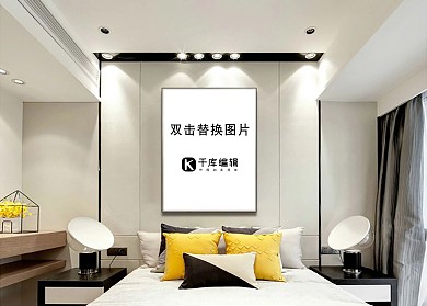 卧房装饰画框模板白色创意风格样机