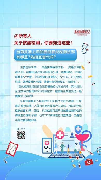 疫情检测核酸检测蓝色简约海报