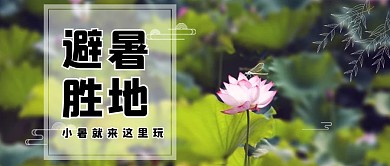 小暑池塘荷花绿色简约清新公众号首图