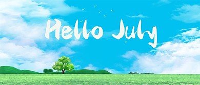 Hello July天空白云蓝色清新公众号首图