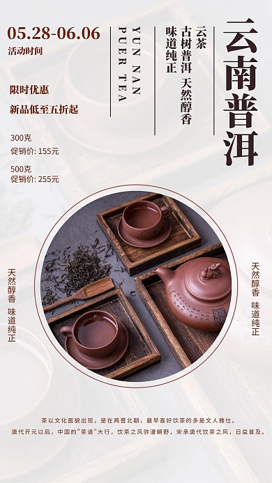 云南普洱茶叶饮品促销白色创意海