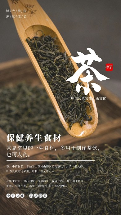 中医保健茶黄色简约海报