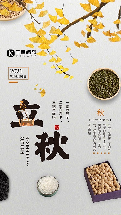 时尚简约24节气之立秋海报