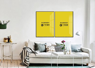 客厅装饰背景模板画框白色墙创意简洁样机