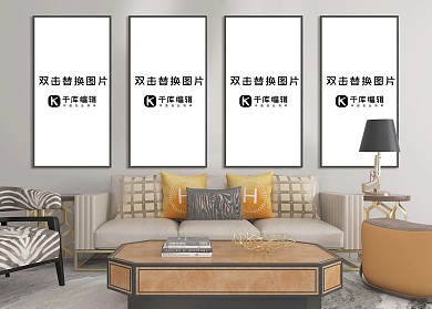 室内壁画模板设计模型展示白色墙壁简约风格样机