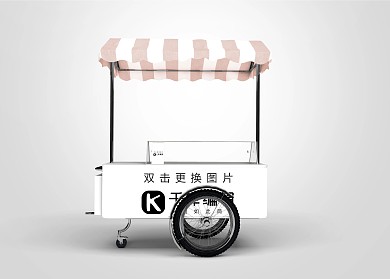 标签设计素材模板小吃车白色创意风格样机