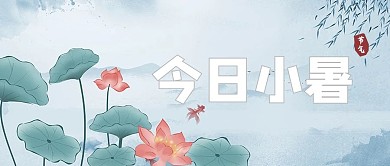 小暑荷花绿色简约公众号首图