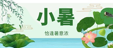 小暑荷叶绿色简约公众号首图