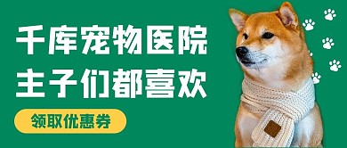 宠物医院柴犬绿色治愈公众号首图