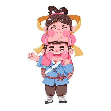 Q版七夕情人节古风牛郎织女