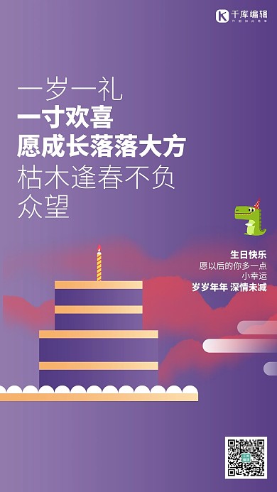 生日蛋糕紫色创意海报
