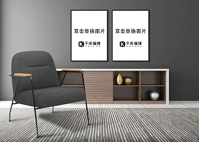 室内墙壁设计模板画框模型白色简约样机
