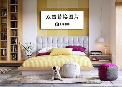 卧室装饰模板画框模型展示设计白色创意样机