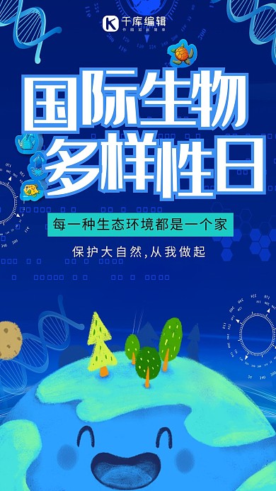 创意国际生物多样性日保护地球公益海报