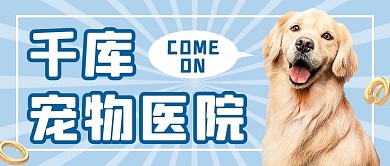 宠物医院金毛蓝色温馨治愈公众号首图