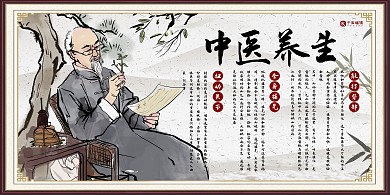 中医养生白色创意展板