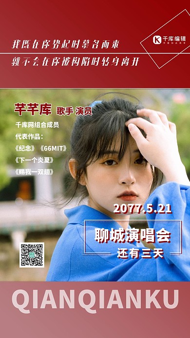 粉丝应援摄影图红色简约海报