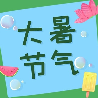大暑节气夏季元素绿色简约公众号次图