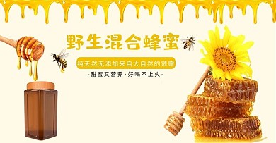 简约小清新纯天然美食健康养生蜂蜜电商banner