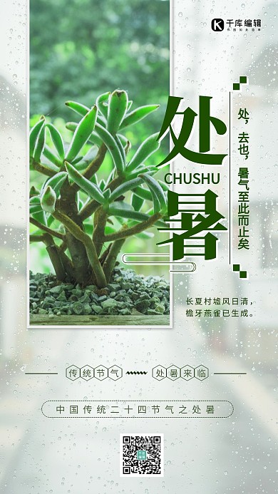 处暑植物绿色简约海报