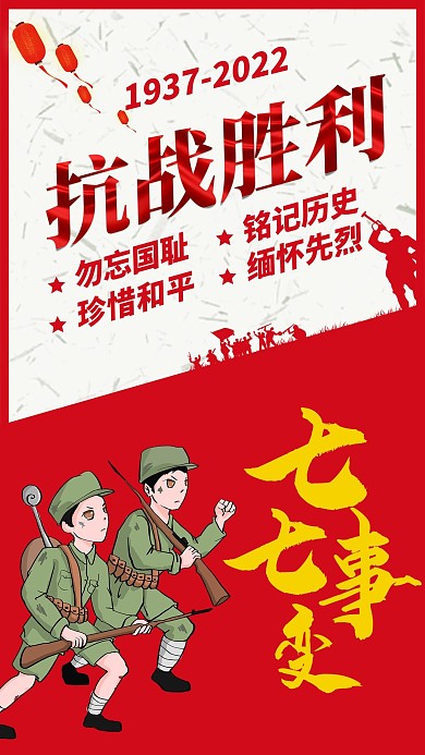 千库原创党建七七事变勿忘国耻宣传海报
