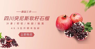 美食水果石榴粉色简约电商海报banner