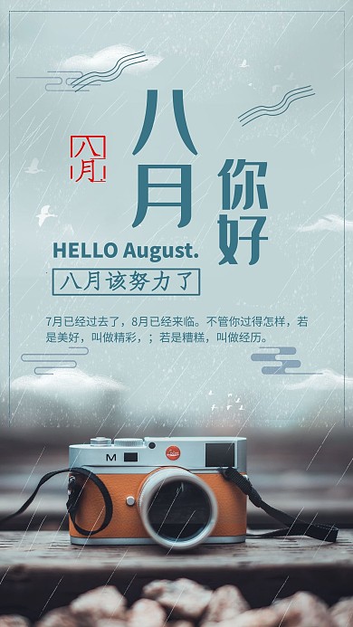 十一月相机青色写实海报