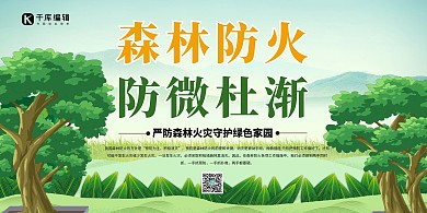 防火安全类森林防火绿色简约展板