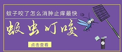 蚊虫叮咬蚊子紫色简约公众号首图