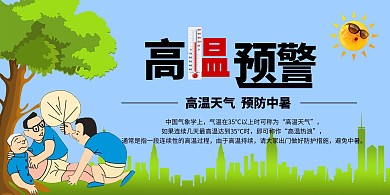 千库原创高温预警简约风格展板