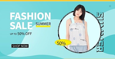 夏季女装促销活动蓝色跨境电商