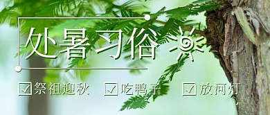 二十四节气处暑习俗绿色小清新公众号首图