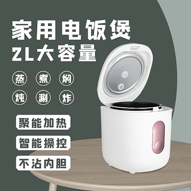 千库编辑原创家用电饭煲电饭煲绿色简约电商主图直通车
