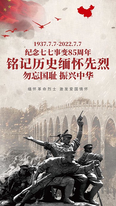 铭记历史勿忘国耻85周年海报