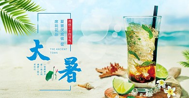 简约清新大暑二十四气节系列海报设计