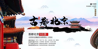 特色美食旅游故宫白色简约展板
