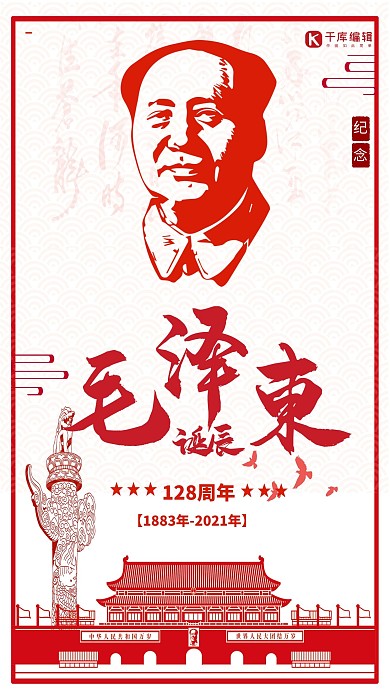 红色大气毛泽东诞辰海报