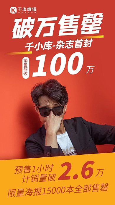 明星战报模特橘红色简约风手机海报