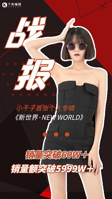 战报女明星黑色简约海报