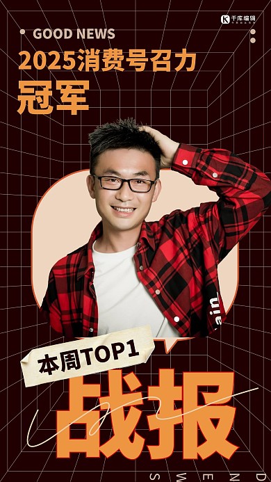 明星战报应援宣传红色格子手机海报