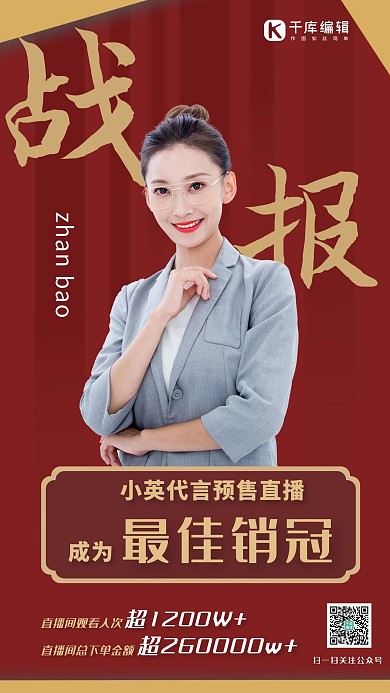 明星业绩战报-人物红色海报风海报