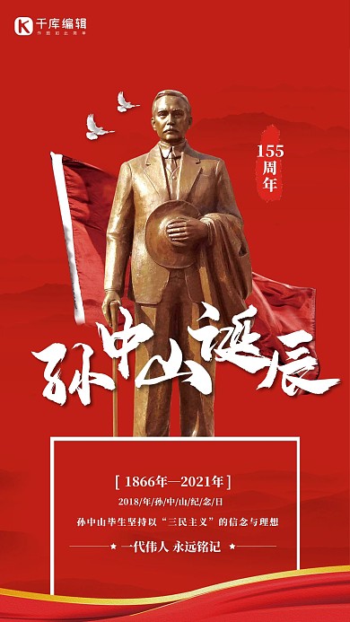 红色大气孙中山诞辰海报