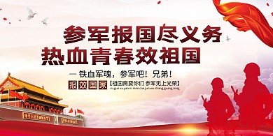 参军报国红色党建风展板